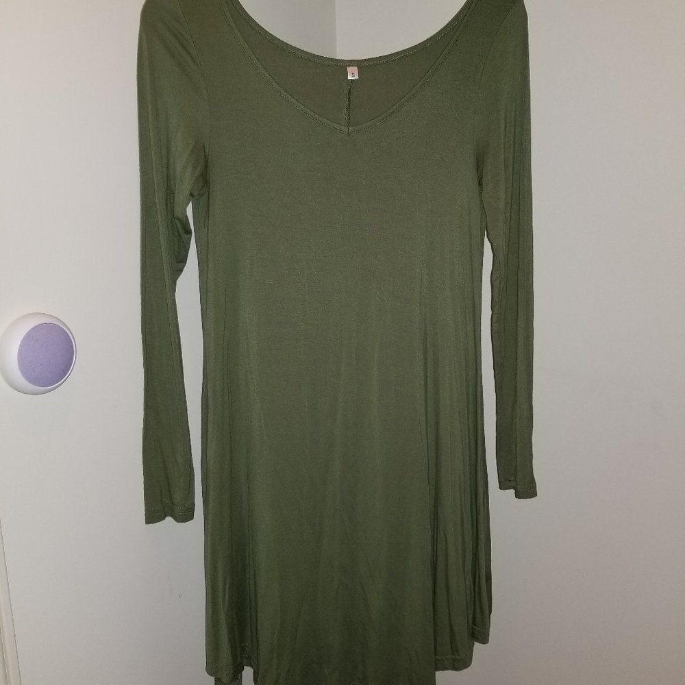 Small Olive Green Swing Dress